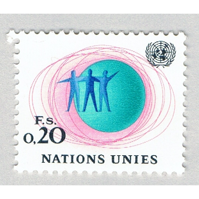 UN Geneva 3 MNH Three figures in front of a globe 1969 (BP84114)