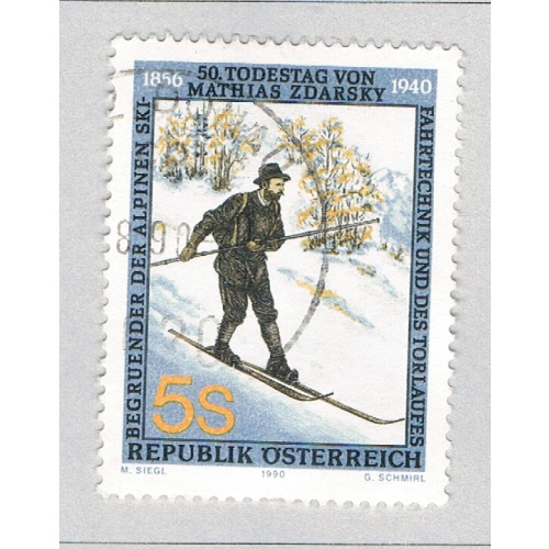 Austria 1511 Used 50th death anniversary of Matthias Zdarsky 1990 (BP86312)