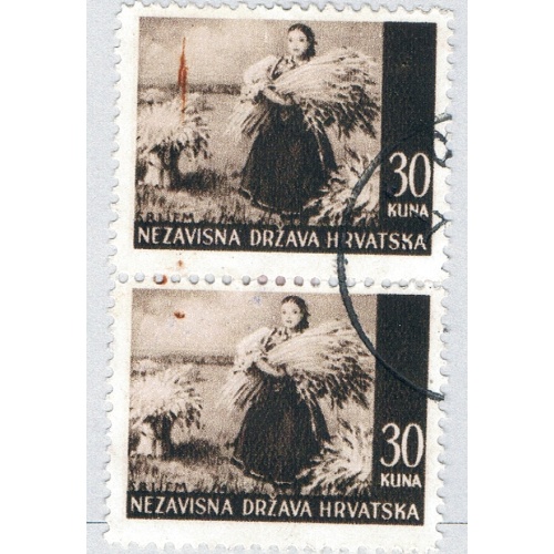 Croatia 46 Used V Pair Wheat 1 1941 CV 1.00 (BP87209)