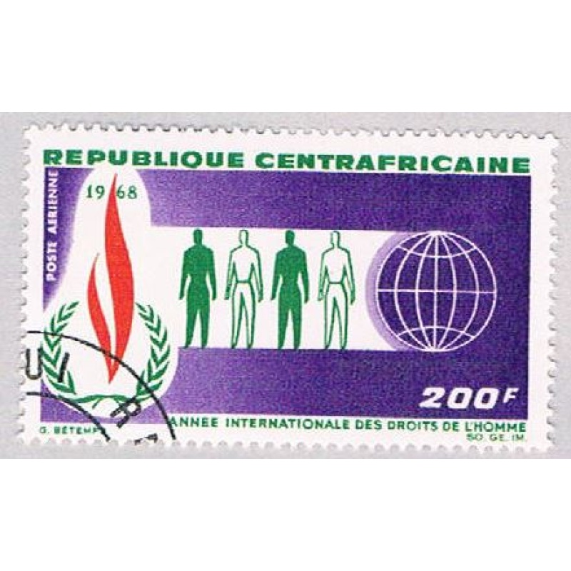 Central Africa C52 Used Human rights 1968 CV 1.40 (BP4779)