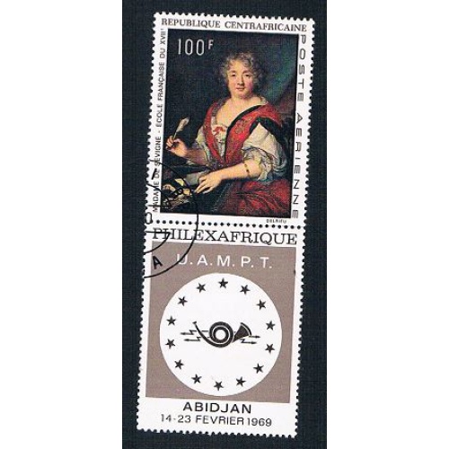 Central Africa C64 Used Painting with label 1 1968 CV 2.25 (BP4558)