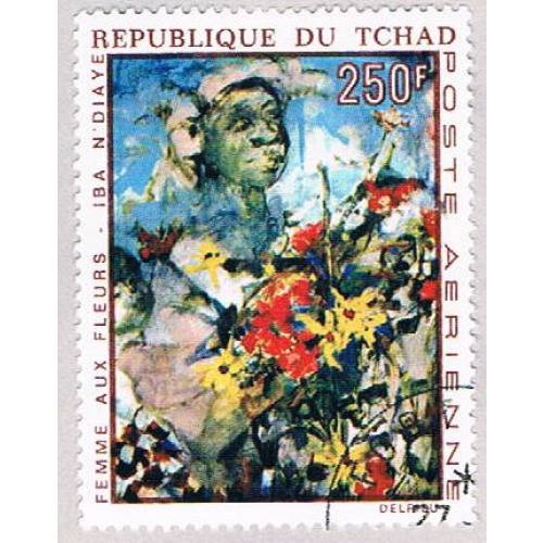 Chad C63 Used Woman with flowers 1970 CV 1.00 (BP47412)