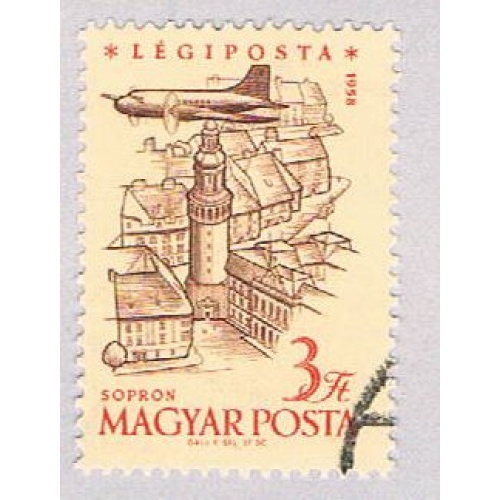 Hungary C189 Used Plane over tower 1958 (BP43818)