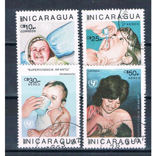 Nicaragua 1588-91 Used set Childrens Welfare 1987 CV 1.50 (HV0377)
