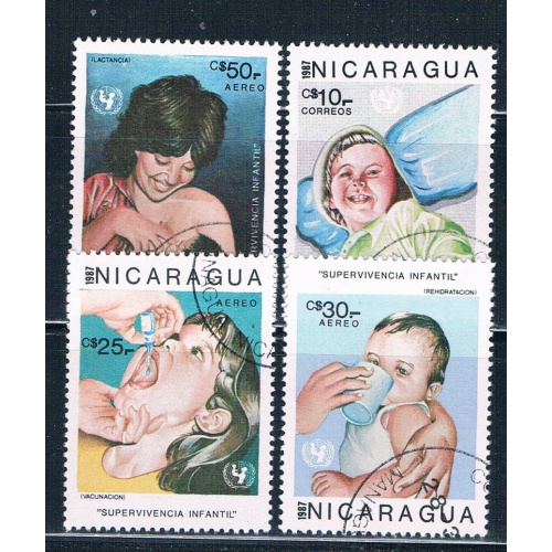 Nicaragua 1588-91 Used set Childrens Welfare 1987 CV 1.50 (HV0441)