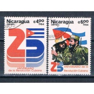 Nicaragua C1043A-B Used pair Cuban Revolution 1984 CV 2.00 (HV0364)+