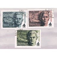 Russia 3430-32 Used set WWII Heros 1968 (R1127)