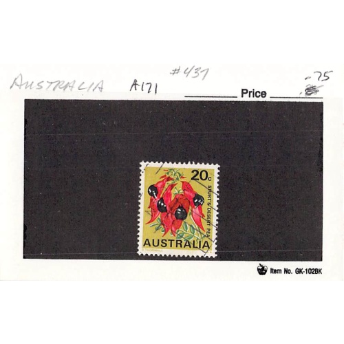Australia 437 Used Desert Pea 1 1968 (SC0_468)