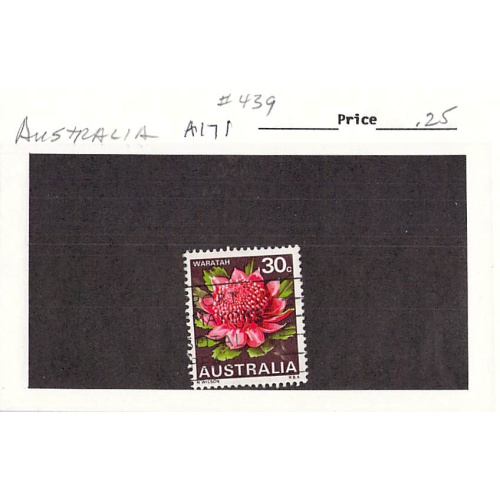 Australia 439 Used Waratah Flower 1 1968 (SC0_483)