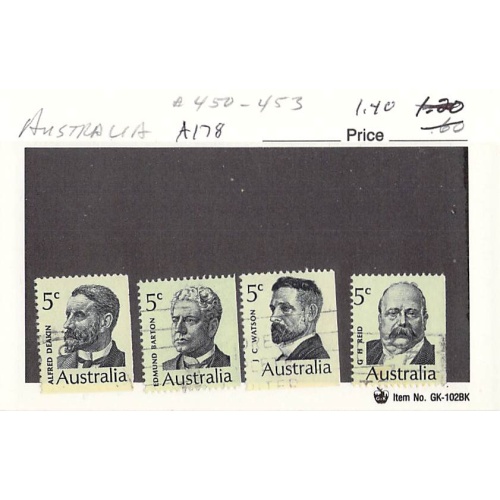 Australia 450-53 Used set Prime Ministers 1969 CV 1.40 (SC0_518)