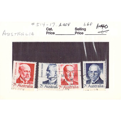 Australia 514-17 Used set Prime Ministers 2 1972 CV 1.60 (SC0_611)