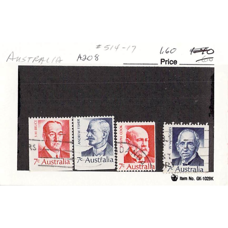 Australia 514-17 Used set Prime Ministers 1 1972 CV 1.60 (SC0_649)