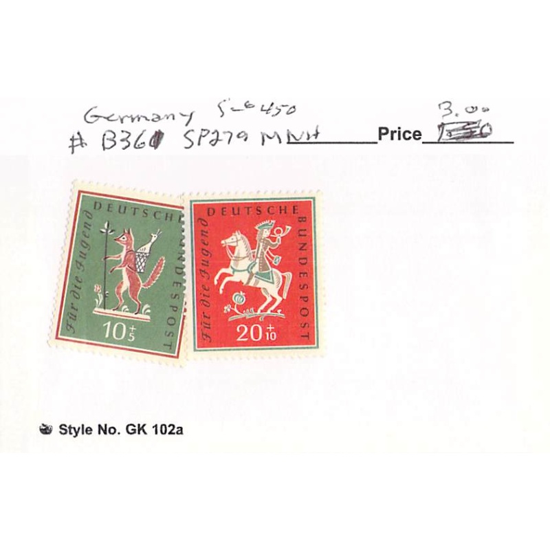 Germany B360-61 Unused set 1958 CV 4.50 (SC0_759)