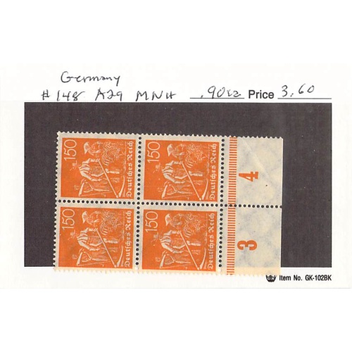 Germany 148 Unused blk 4  CV 3.60 (SC0_837)