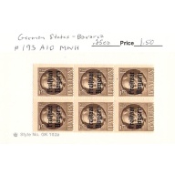 Germany Bavaria 193 Unused blk of 6  CV 1.50 (SC0_875)
