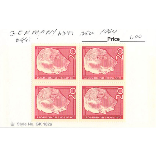 Germany 881 Unused blk of 4  CV 1.00 (SC0_937)