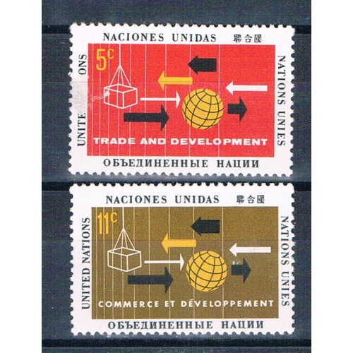 United Nations NY 129-30 MLH set Global flow of trade 1964 (MV0394)