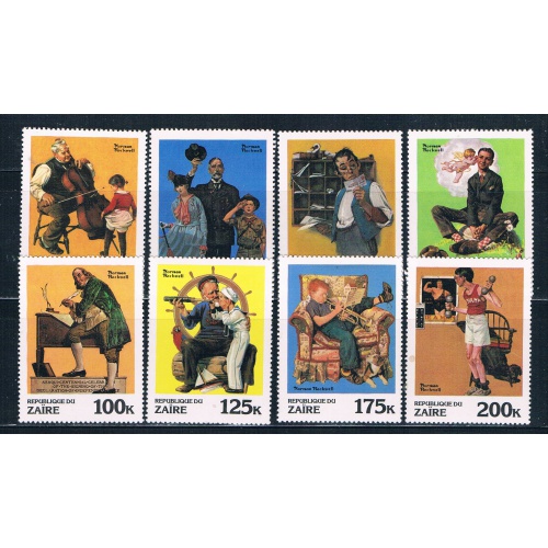 Zaire 1005-12 Unused set Norman Rockwell 1981 CV 6.00 (Z0021)+