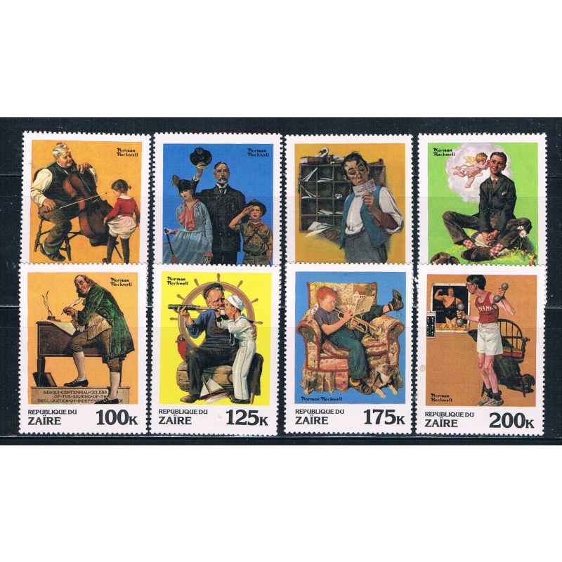 Zaire 1005-12 Unused set Norman Rockwell 1981 CV 6.00 (Z0021)+