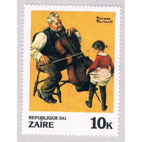 Zaire 1005 Unused Rockwell Man playing Cello 1981 (Z0027)+