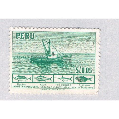 Peru Fishing boat green 5c 2 (AP135218)