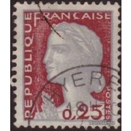 France 1960 Sc#968  25c Purple Marianne FU