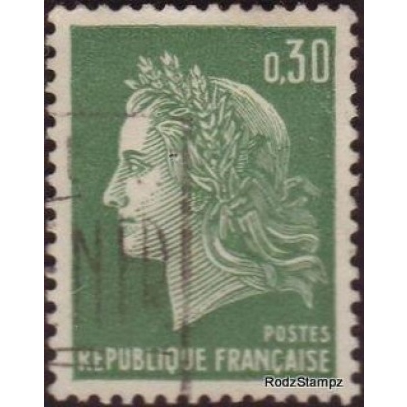 France 1967 Sc#1230  SG1843 30c Green Marianne Used