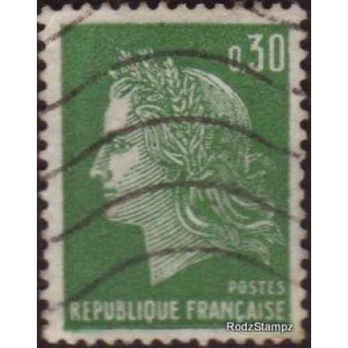 France 1967 Sc#1230  SG1843 30c Green Marianne Used