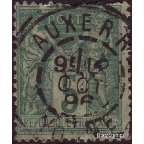 France 1876 Sc#78  SG282 5c Green Peace &amp; Commerce Used