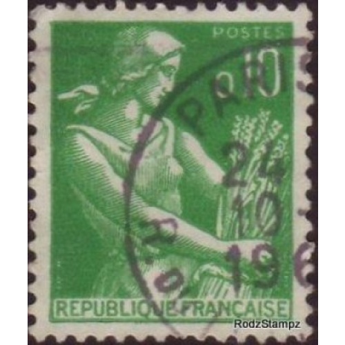 France 1960 Sc#939  SG#1453 10c Green Harvester Farming FU