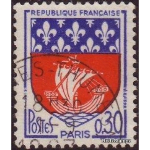 France 1960 Sc#1095  SG#1499f 30c Heraldic Arms-Paris Used