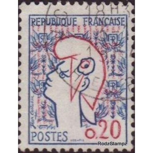 France 1961 Sc#985  SG#1513 20c Marianne-Jean Cocteau VFU