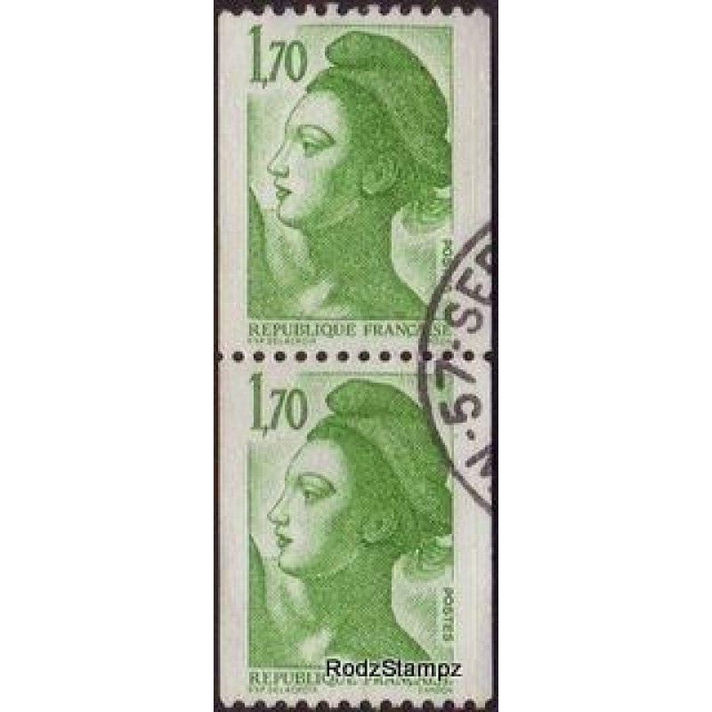 France 1982 Sc#1878 1f70 Green Liberty VFU Joined Pr