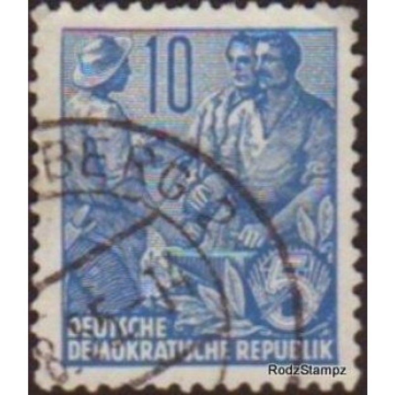 Germany DDR 1953 Sc#227 SG#E311b 10pf Blue Workers Used