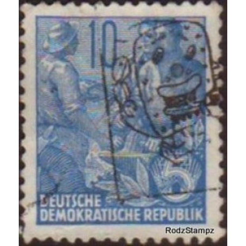 Germany DDR 1953 Sc#227 SG#E311b 10pf Blue Workers Used