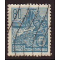 Germany DDR 1953 Sc#203 80pf Green Harvest Workers Used