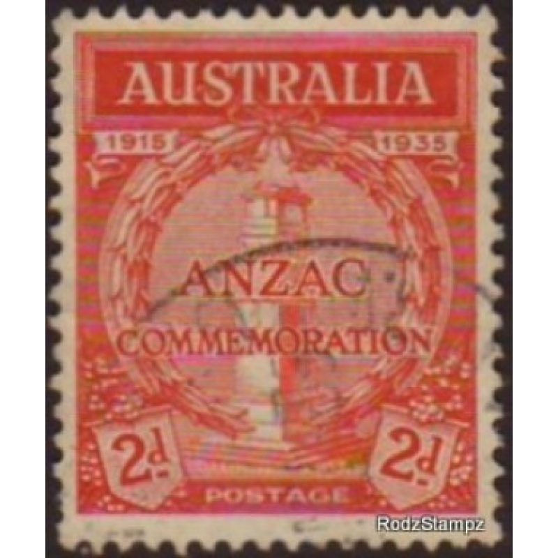 Australia 1935 Sc#150  SG#155 2d Red Anzac Memorial Used