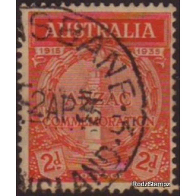 Australia 1935 Sc#150  SG#155 2d Red Anzac Memorial Used