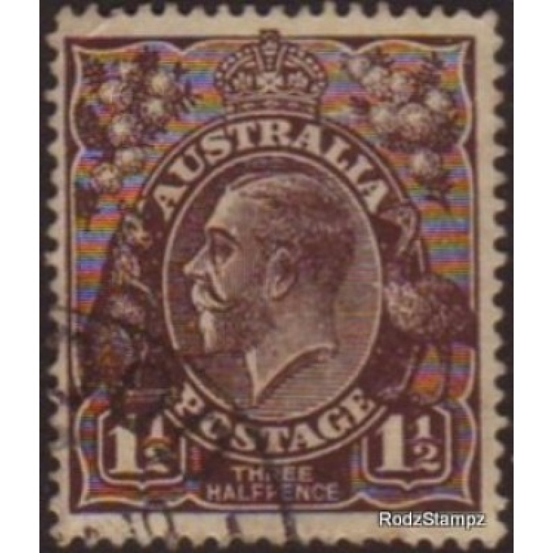 Australia 1918 Sc#24b  SG58 1-1/2d Brown KGV Head Used