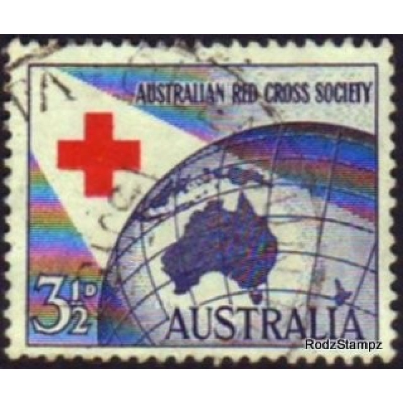 Australia 1954 Sc#271  SG276 3-1/2d Blue Red Cross Society Used