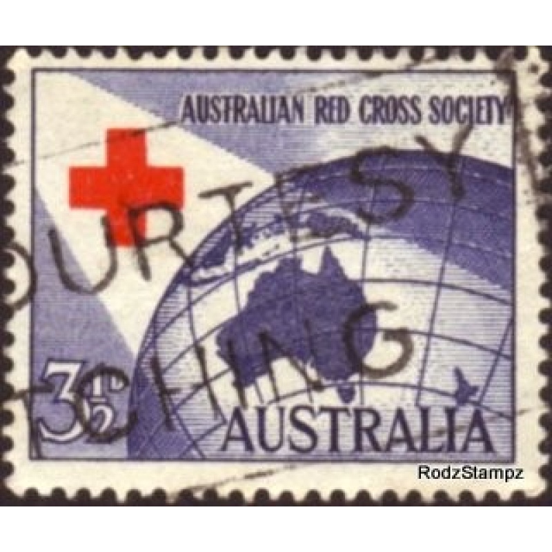 Australia 1954 Sc#271  SG276 3-1/2d Blue Red Cross Society Used