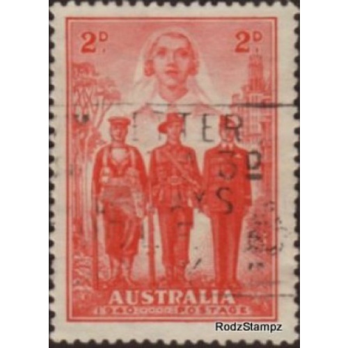 Australia 1940 Sc#185, SG#197 2d Red ADF USED-VF-NH.