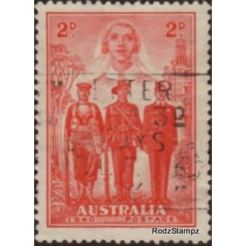 Australia 1940 Sc#185, SG#197 2d Red ADF USED-VF-NH.