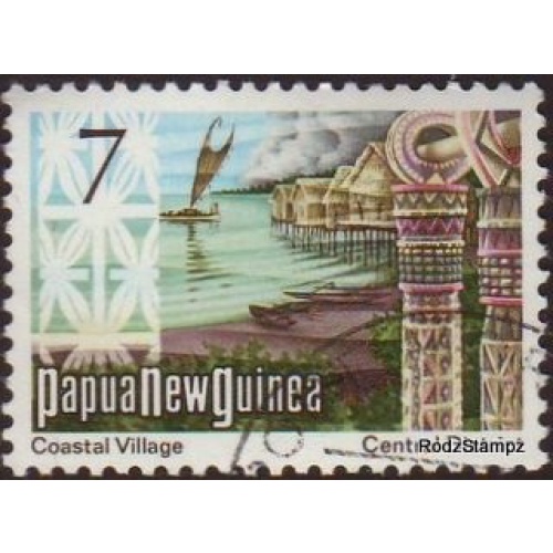 Papua New Guinea 1973 Sc#373 SG#245 7c Coastal Village VFU