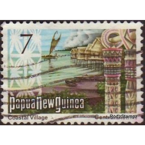 Papua New Guinea 1973 Sc#373 SG#245 7c Coastal Village FU