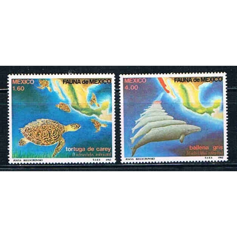 Mexico Unused 1281-1282 Cat Val $3 Turtles and Whales (ML0124)