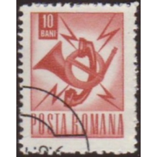 Romania 1967 Sc#1968 SG#3510 10b Brown Post Horn CTO