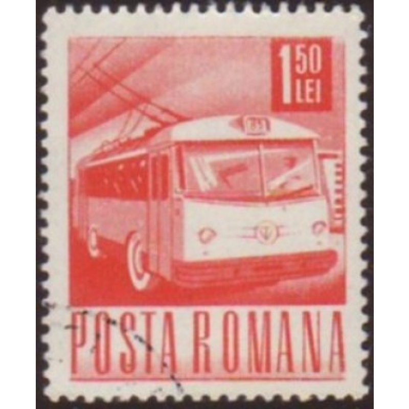 Romania 1971 Sc#2272 SG#3845 1.50L Red Trolley Bus CTO