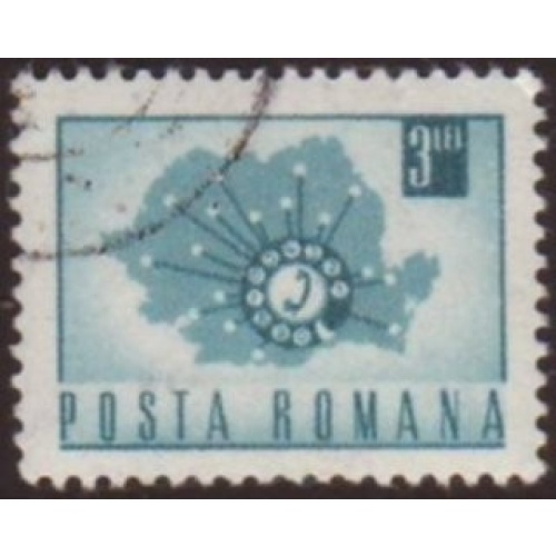 Romania 1971 Sc#2277 SG#3850 3.00L Telephone Network MapCTO