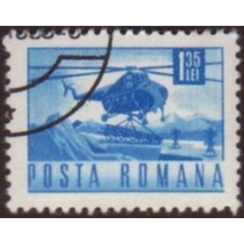 Romania 1968 Sc#1977 SG#3519 1.35L Blue Helicopter CTO